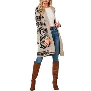 Northern Angel Open Cardigan Sweater Aztec Women Size Medium M Boho Cottagecore